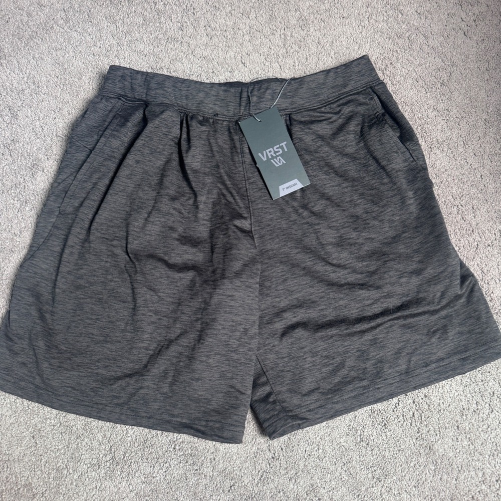 NEW VRST Men's Small 7" Inseam Black Heather Jersey Shorts Moisture Wicking